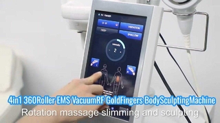 4in1 Лифтинг лица 360 Роликовый EMS Вакуумный RF-машина для скульптуры тела с золотыми пальцами