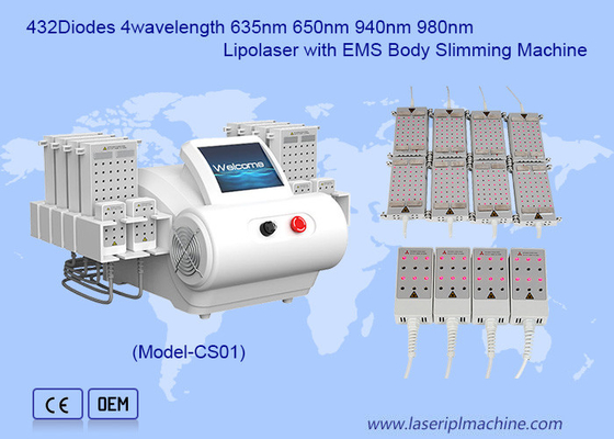 635nm 650nm 940nm 980nm Диодная лазерная EMS пластиновая липосакционная машина для похудения тела