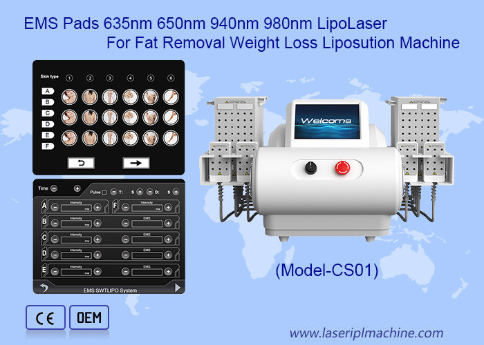EMS Pads 635nm 650nm 940nm 980nm ЛипоЛазерная липосакция для удаления жира