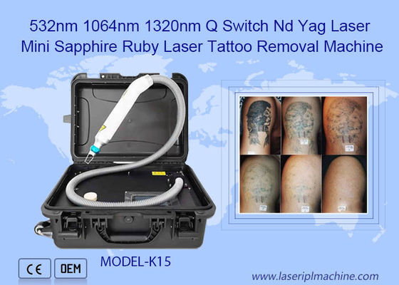 Хорошая цена 532nm 1064nm 1320nm Q Switch Nd Yag Mini Sapphire Ruby Лазерная машина для удаления татуировок онлайн
